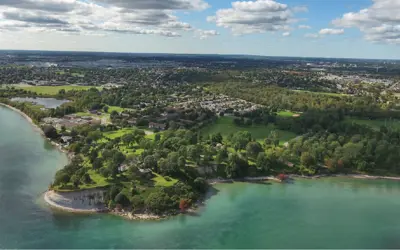 Aerial view of Oshawa lakefront