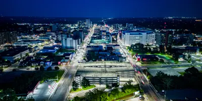 Downtown Oshawa Looking East at Night