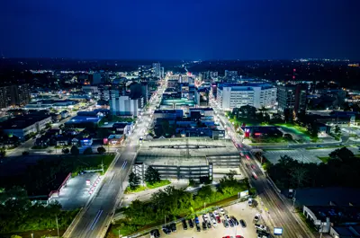 Downtown Oshawa Looking East at Night