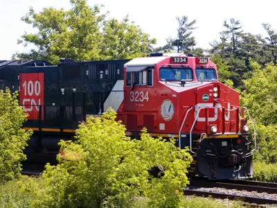 CN Rail train in Oshawa
