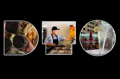 DTO Logo with local business photos in words